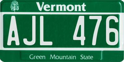 VT license plate AJL476