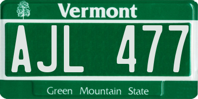 VT license plate AJL477