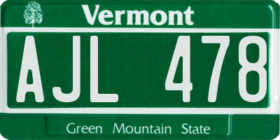 VT license plate AJL478
