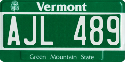 VT license plate AJL489