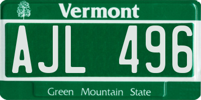 VT license plate AJL496