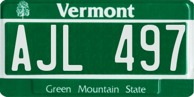 VT license plate AJL497