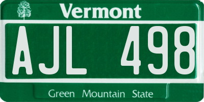 VT license plate AJL498