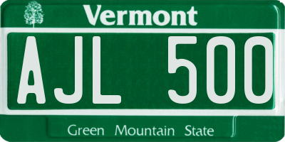 VT license plate AJL500