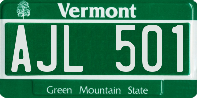 VT license plate AJL501