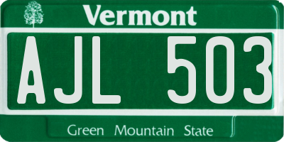 VT license plate AJL503