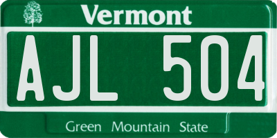 VT license plate AJL504