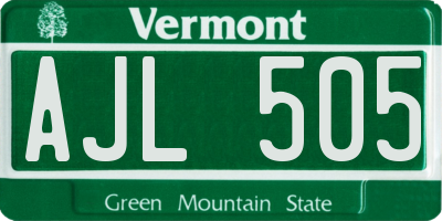 VT license plate AJL505