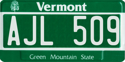VT license plate AJL509