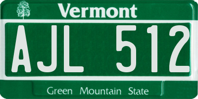 VT license plate AJL512
