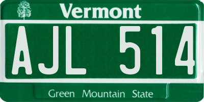 VT license plate AJL514