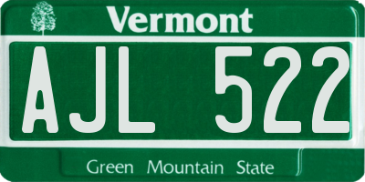VT license plate AJL522