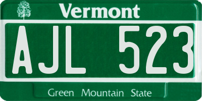 VT license plate AJL523