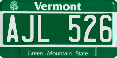 VT license plate AJL526