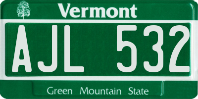 VT license plate AJL532