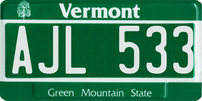 VT license plate AJL533