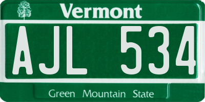 VT license plate AJL534
