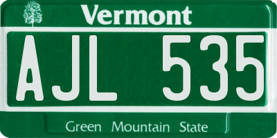 VT license plate AJL535