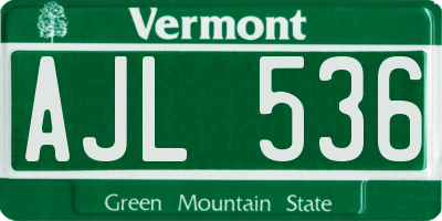 VT license plate AJL536