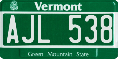 VT license plate AJL538