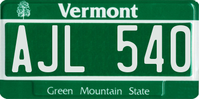 VT license plate AJL540