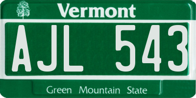 VT license plate AJL543