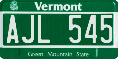 VT license plate AJL545
