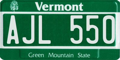 VT license plate AJL550