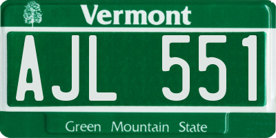 VT license plate AJL551