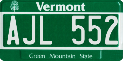 VT license plate AJL552