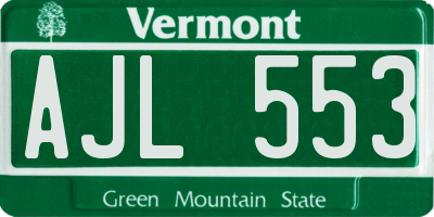 VT license plate AJL553