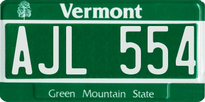 VT license plate AJL554