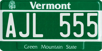 VT license plate AJL555