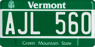 VT license plate AJL560