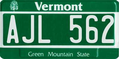 VT license plate AJL562