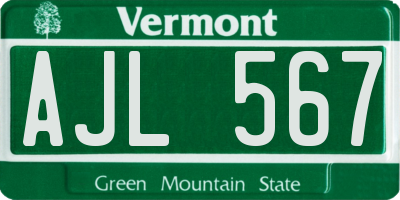 VT license plate AJL567