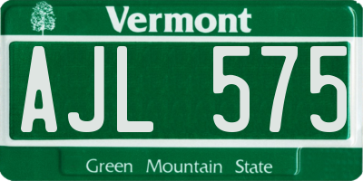 VT license plate AJL575
