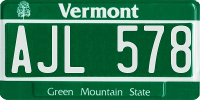VT license plate AJL578