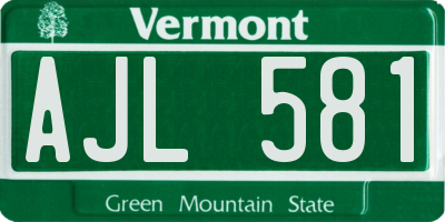 VT license plate AJL581