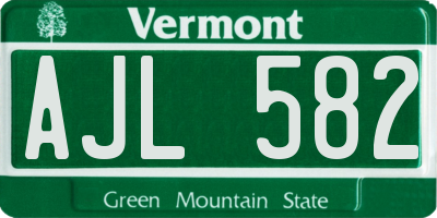 VT license plate AJL582