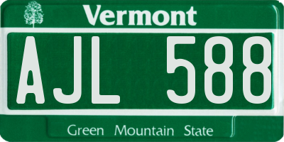 VT license plate AJL588