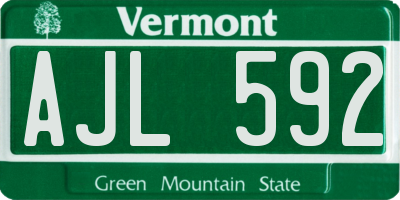 VT license plate AJL592