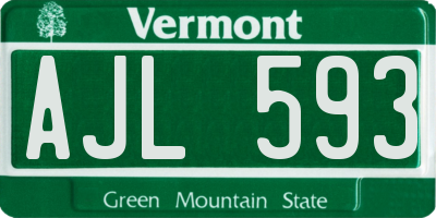 VT license plate AJL593