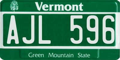 VT license plate AJL596