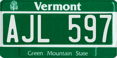 VT license plate AJL597