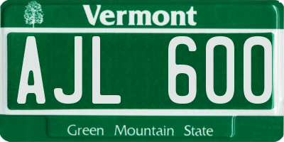 VT license plate AJL600