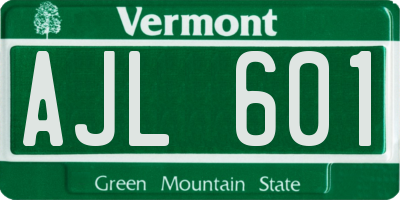 VT license plate AJL601