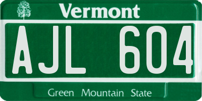 VT license plate AJL604