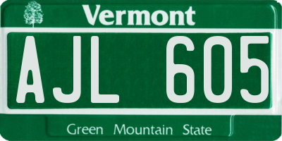 VT license plate AJL605