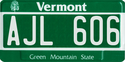 VT license plate AJL606
